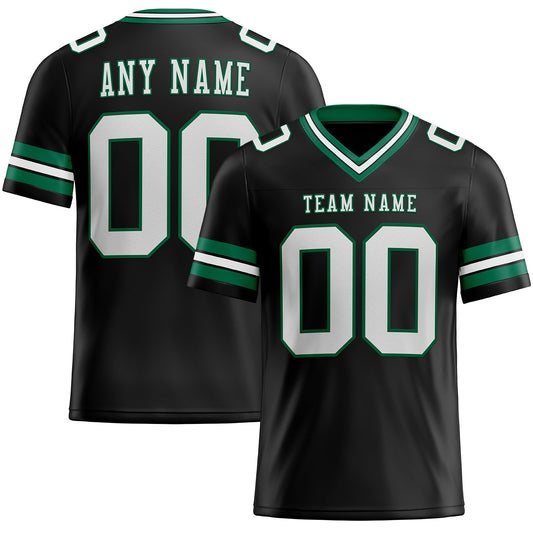 Custom Black White-Kelly Green Mesh Authentic Football Jersey - Sky-Custom