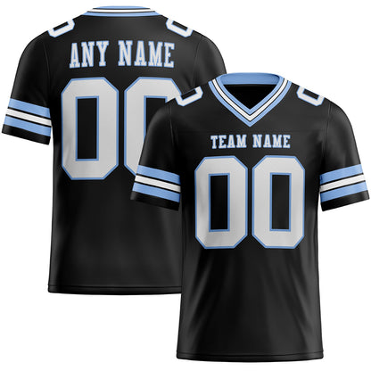 Custom Black White-Light Blue Mesh Authentic Football Jersey - Sky-Custom
