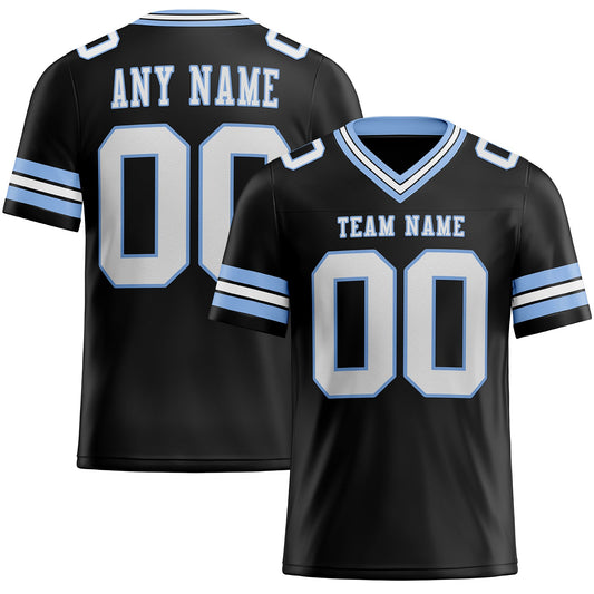Custom Black White-Light Blue Mesh Authentic Football Jersey - Sky-Custom