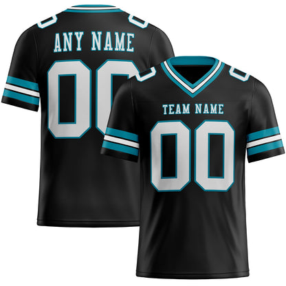 Custom Black White-Teal Mesh Authentic Football Jersey - Sky-Custom
