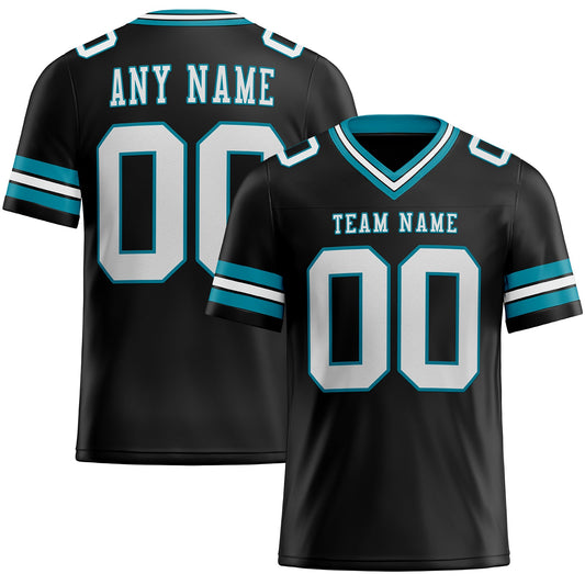 Custom Black White-Teal Mesh Authentic Football Jersey - Sky-Custom