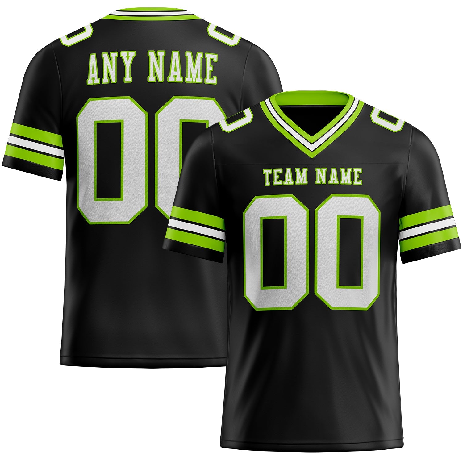 Custom Black White-Neon Green Mesh Authentic Football Jersey - Sky-Custom