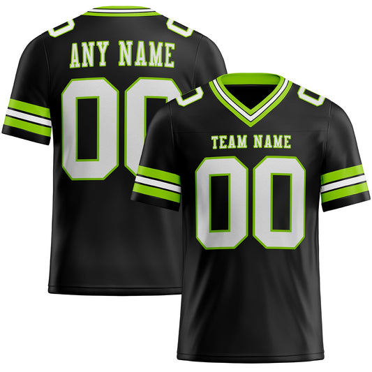 Custom Black White-Neon Green Mesh Authentic Football Jersey - Sky-Custom