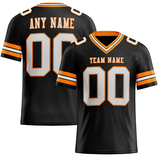 Custom Black White-Bay Orange Mesh Authentic Football Jersey - Sky-Custom
