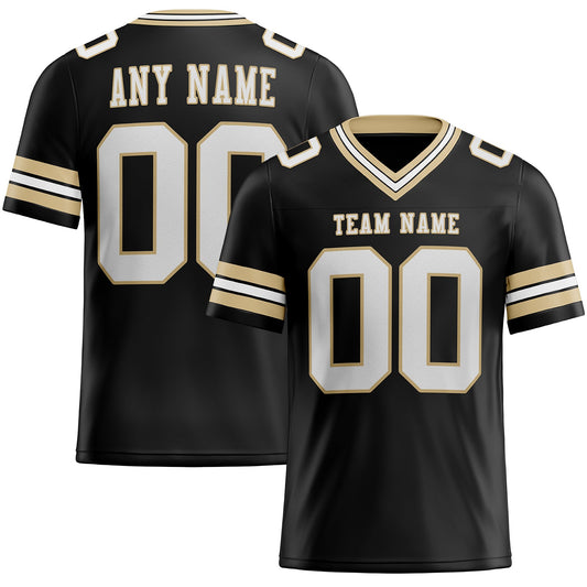 Custom Black White-Vegas Gold Mesh Authentic Football Jersey - Sky-Custom