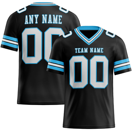 Custom Black White-Sky Blue Mesh Authentic Football Jersey - Sky-Custom