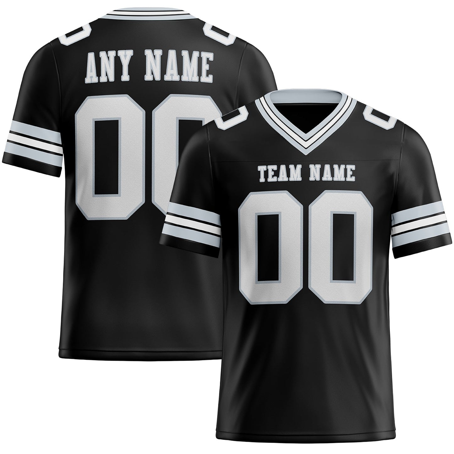 Custom Black White-Silver Mesh Authentic Football Jersey - Sky-Custom