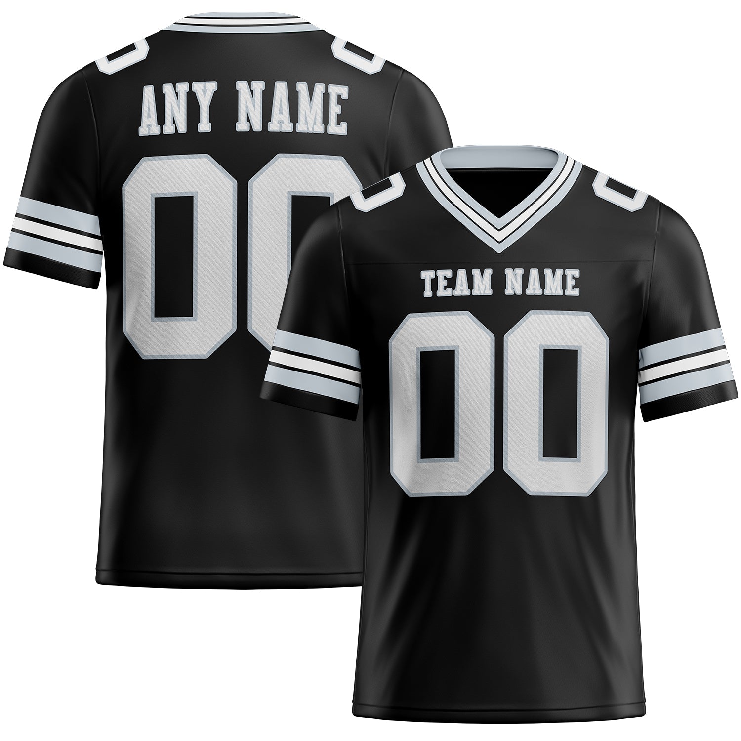 Custom Black White-Silver Mesh Authentic Football Jersey - Sky-Custom