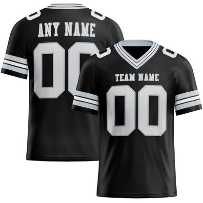 Custom Black White-Silver Mesh Authentic Football Jersey - Sky-Custom
