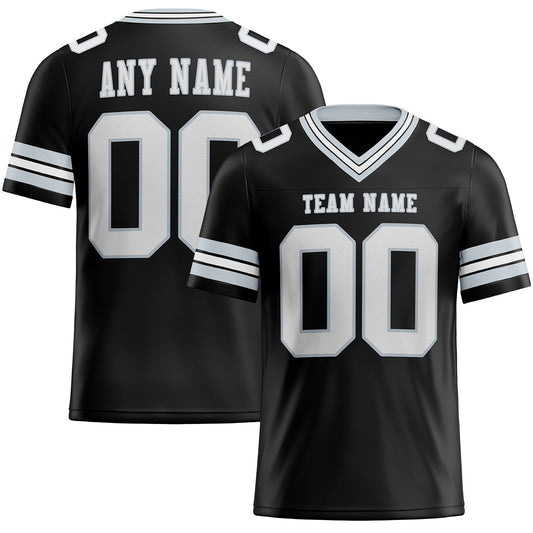 Custom Black White-Silver Mesh Authentic Football Jersey - Sky-Custom