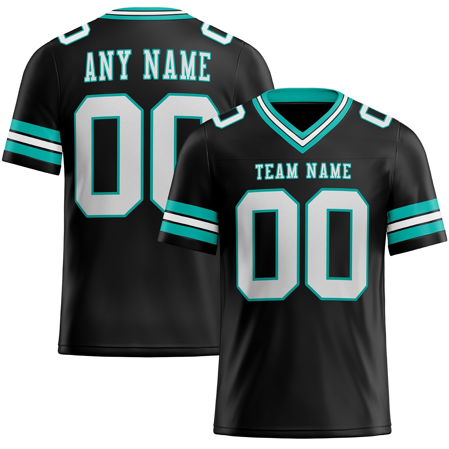 Custom Black White-Aqua Mesh Authentic Football Jersey - Sky-Custom