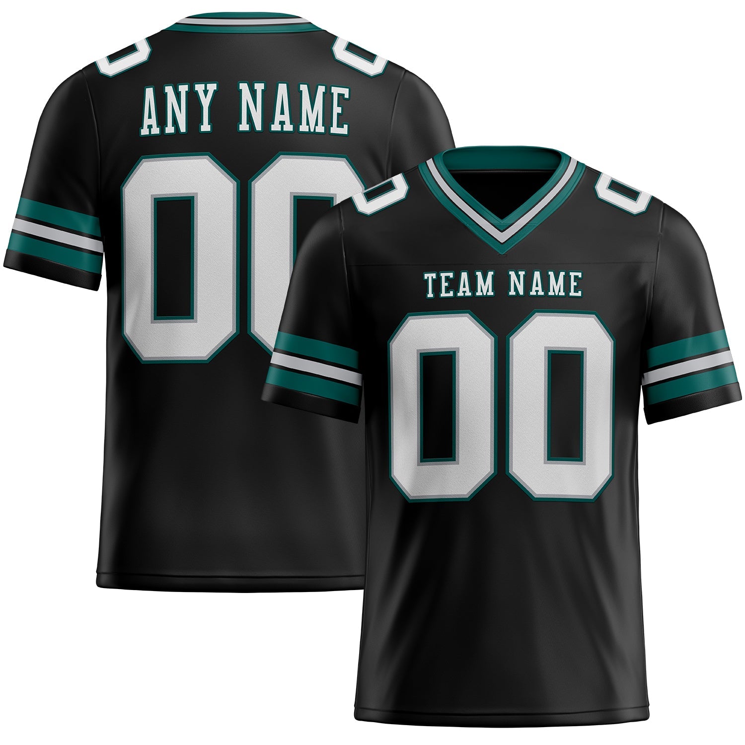 Custom Black White Gray-Midnight Green Mesh Authentic Football Jersey - Sky-Custom