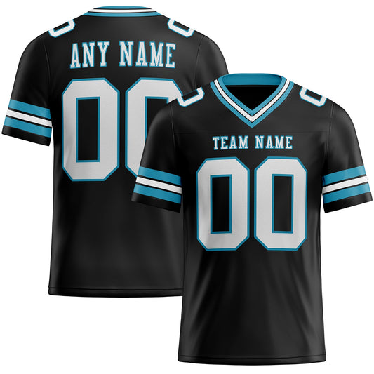 Custom Black White-Panther Blue Mesh Authentic Football Jersey - Sky-Custom