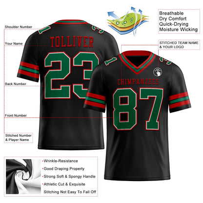 Custom Black Kelly Green-Red Mesh Authentic Football Jersey - Sky-Custom