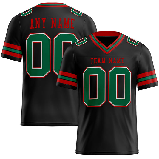 Custom Black Kelly Green-Red Mesh Authentic Football Jersey - Sky-Custom