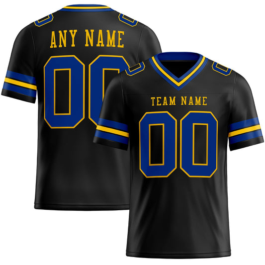 Custom Black Royal-Yellow Mesh Authentic Football Jersey - Sky-Custom