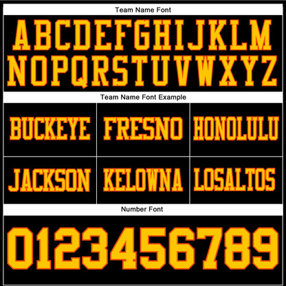 Custom Black Yellow-Orange Mesh Authentic Football Jersey - Sky-Custom