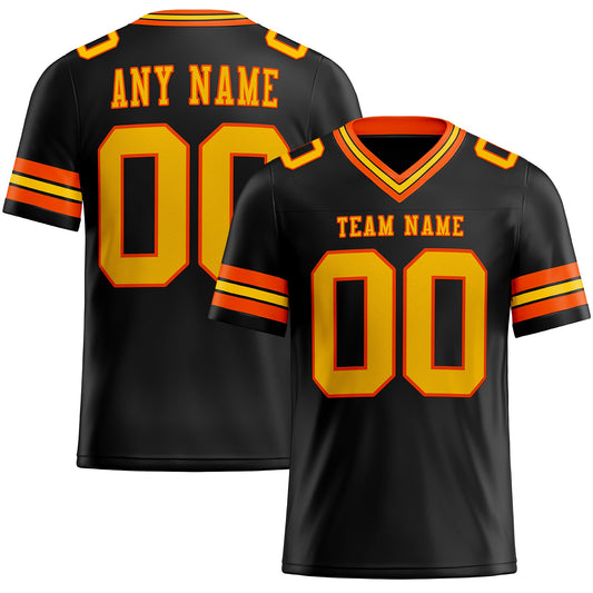 Custom Black Yellow-Orange Mesh Authentic Football Jersey - Sky-Custom