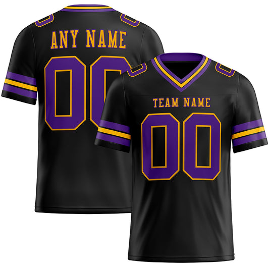 Custom Black Purple-Gold Mesh Authentic Football Jersey - Sky-Custom
