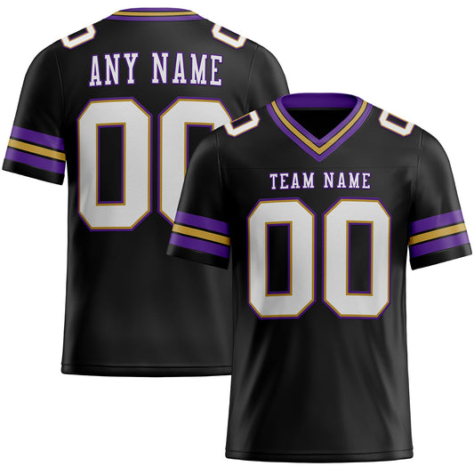 Custom Black White Old Gold-Purple Mesh Authentic Football Jersey - Sky-Custom