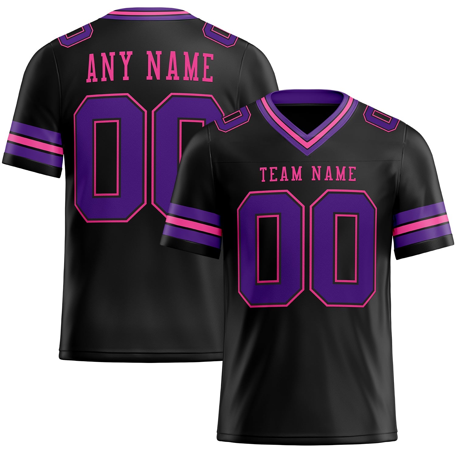 Custom Black Purple-Pink Mesh Authentic Football Jersey - Sky-Custom