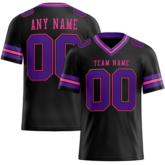 Custom Black Purple-Pink Mesh Authentic Football Jersey - Sky-Custom