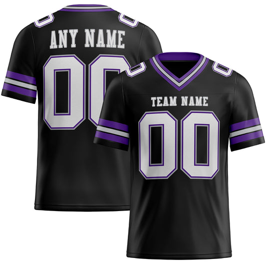 Custom Black White Purple-Gray Mesh Authentic Football Jersey - Sky-Custom