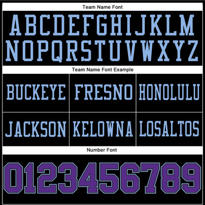 Custom Black Purple-Light Blue Mesh Authentic Football Jersey - Sky-Custom