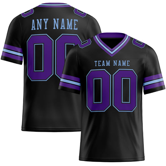 Custom Black Purple-Light Blue Mesh Authentic Football Jersey - Sky-Custom
