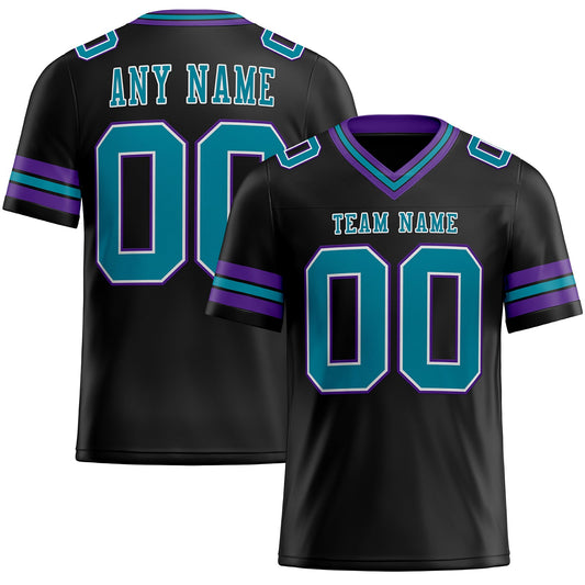 Custom Black Teal-Purple Mesh Authentic Football Jersey - Sky-Custom