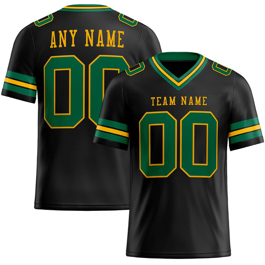 Custom Black Kelly Green-Gold Mesh Authentic Football Jersey - Sky-Custom