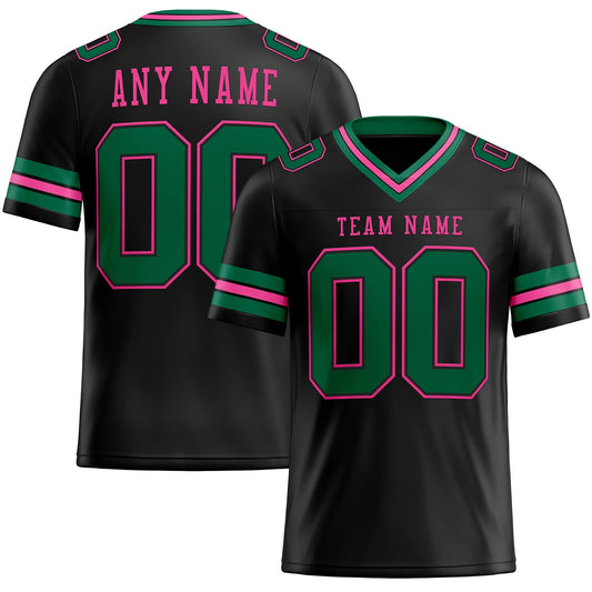 Custom Black Kelly Green-Pink Mesh Authentic Football Jersey - Sky-Custom