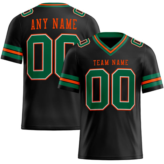 Custom Black Kelly Green-Orange Mesh Authentic Football Jersey - Sky-Custom