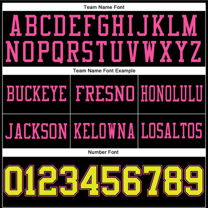 Custom Black Neon Yellow-Pink Mesh Authentic Football Jersey - Sky-Custom