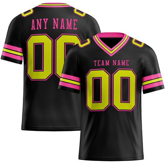 Custom Black Neon Yellow-Pink Mesh Authentic Football Jersey - Sky-Custom