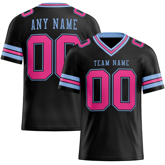Custom Black Pink-Light Blue Mesh Authentic Football Jersey - Sky-Custom