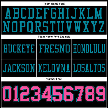 Custom Black Pink-Teal Mesh Authentic Football Jersey - Sky-Custom