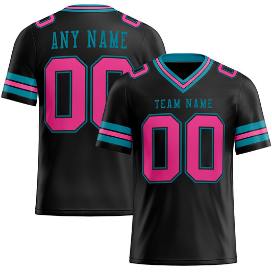 Custom Black Pink-Teal Mesh Authentic Football Jersey - Sky-Custom