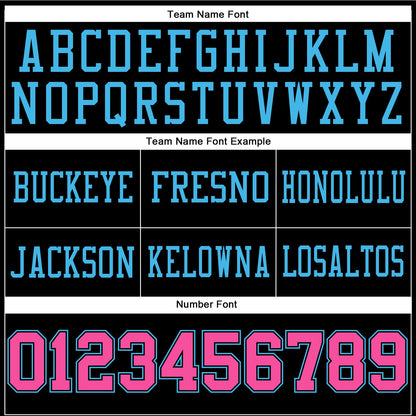 Custom Black Pink-Sky Blue Mesh Authentic Football Jersey - Sky-Custom