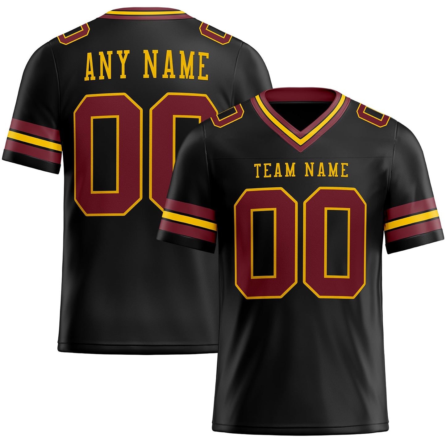 Custom Black Burgundy-Gold Mesh Authentic Football Jersey - Sky-Custom