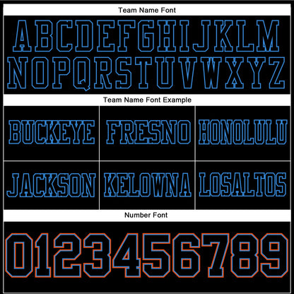 Custom Black Powder Blue-Orange Mesh Authentic Football Jersey - Sky-Custom