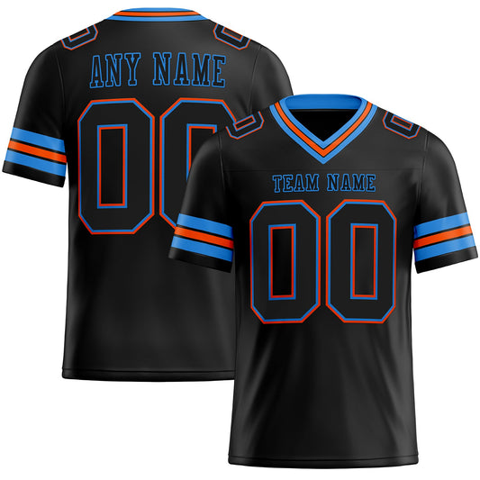 Custom Black Powder Blue-Orange Mesh Authentic Football Jersey - Sky-Custom