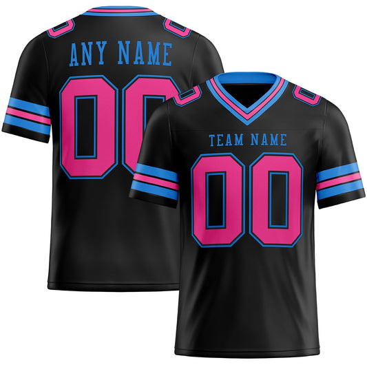Custom Black Pink-Powder Blue Mesh Authentic Football Jersey - Sky-Custom