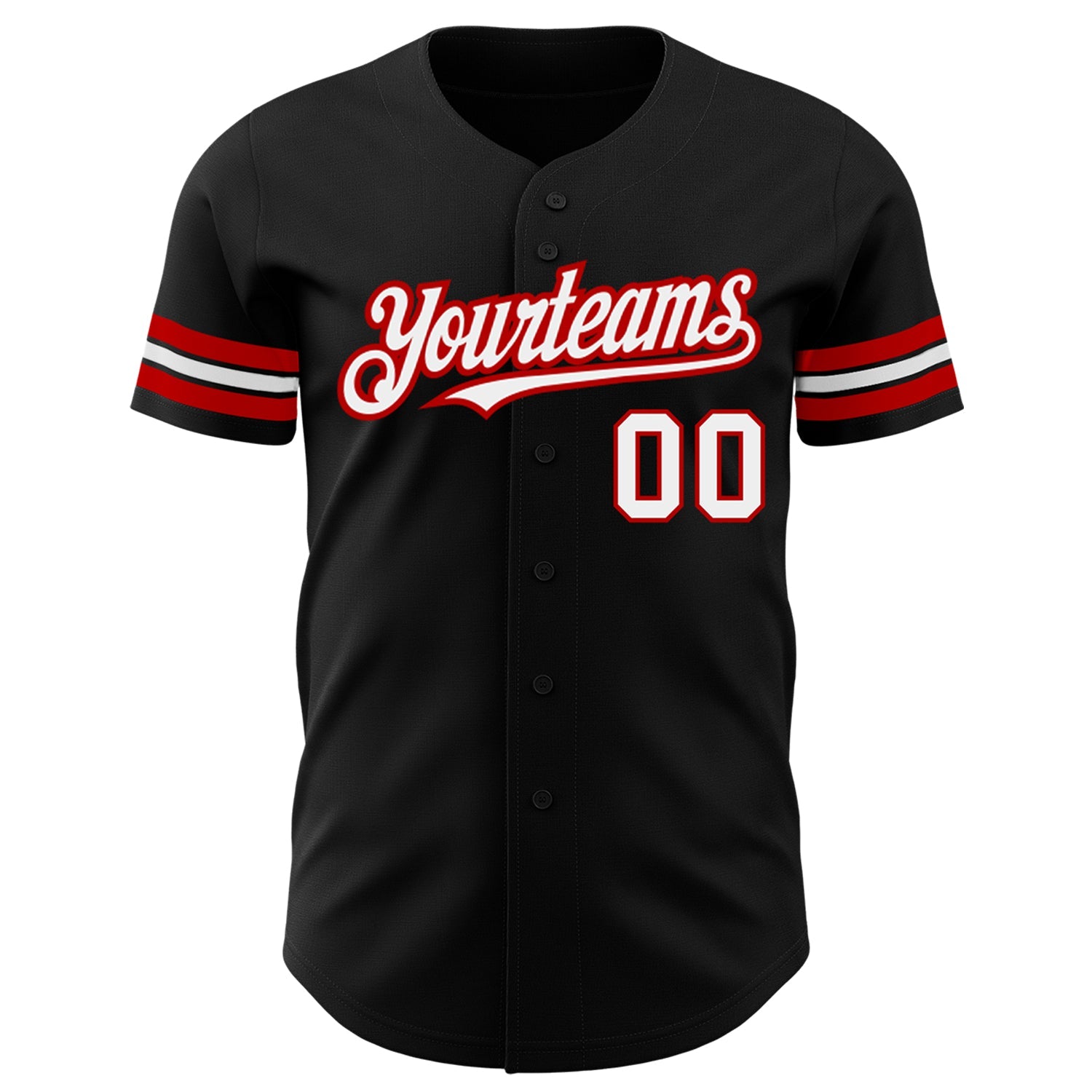 Custom Black White-Red Authentic Baseball Jersey - Sky-Custom