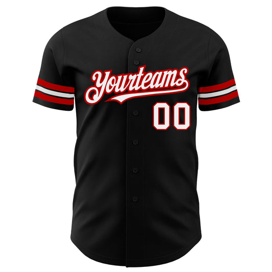 Custom Black White-Red Authentic Baseball Jersey - Sky-Custom