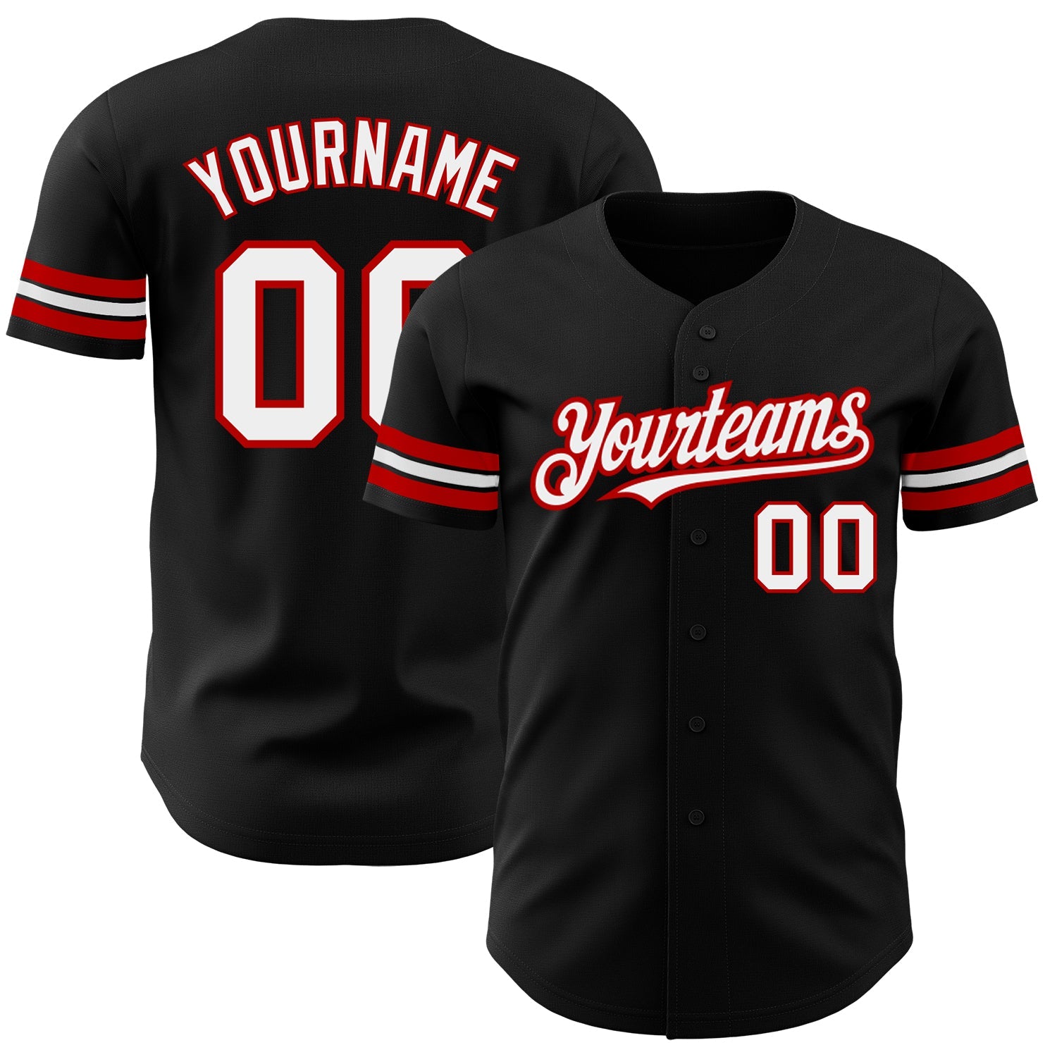 Custom Black White-Red Authentic Baseball Jersey - Sky-Custom
