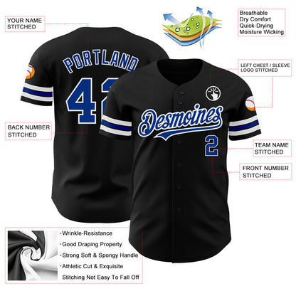 Custom Black Royal-White Authentic Baseball Jersey - Sky-Custom