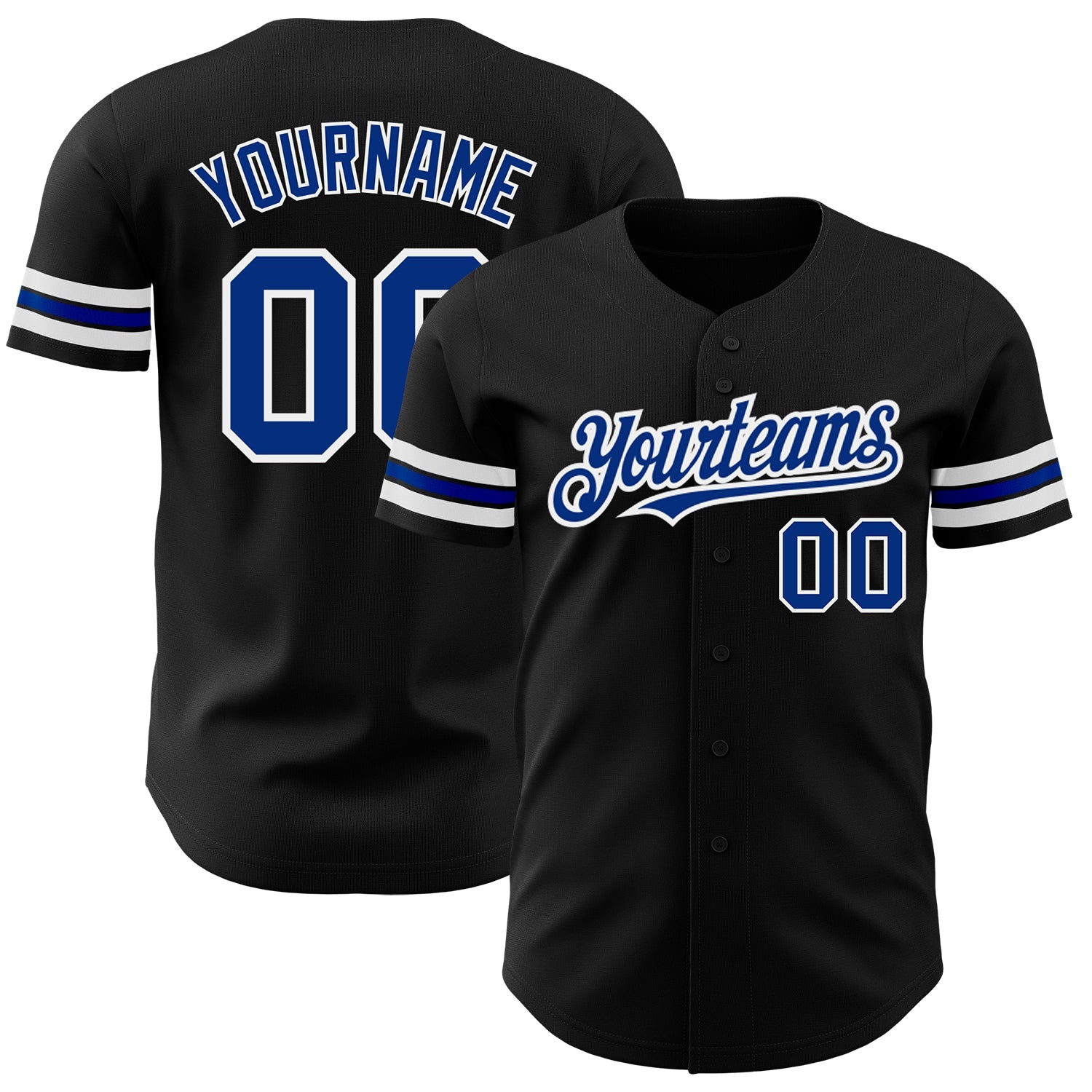 Custom Black Royal-White Authentic Baseball Jersey - Sky-Custom