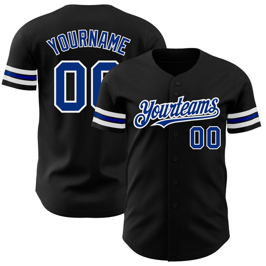 Custom Black Royal-White Authentic Baseball Jersey - Sky-Custom