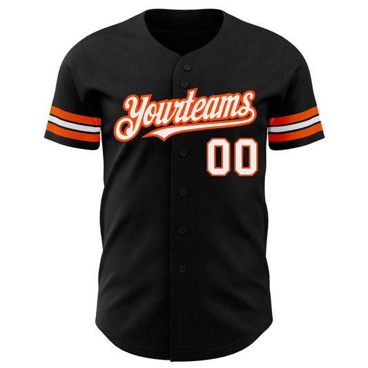 Custom Black White-Orange Authentic Baseball Jersey - Sky-Custom